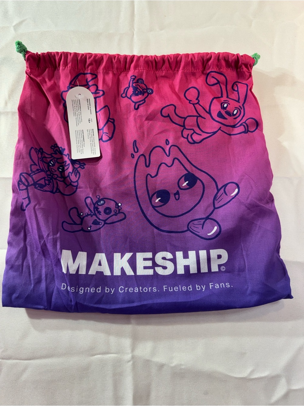 Makeship Kids Drawstring Toy Bag – Pink to Purple Gradient dust bag